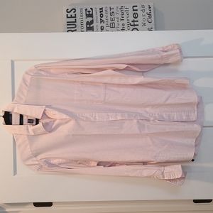 Mens Izod English poplin dress shirt. Pink checked size 17.5 xl